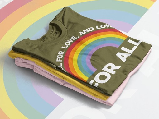 LGBT Gay Pride Ally Shirt, Human Rights Rainbow Symbol Tee, Minimalist Bee Kind Unisex Tee - Image 4