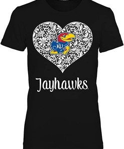 Lace Heart Logo Kansas Jayhawks Sweatshirt with Vintage Ncaa Shirts