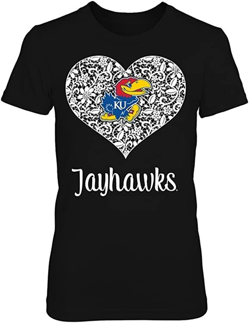 Lace Heart Logo Kansas Jayhawks Sweatshirt with Vintage Ncaa Shirts