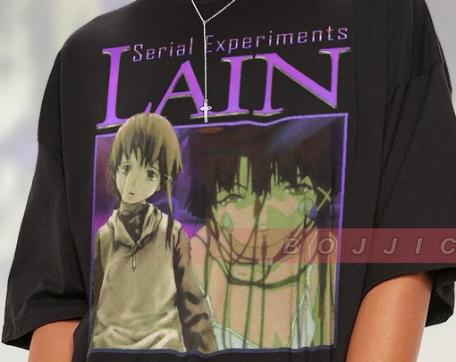 Lain Homage Tshirt - Anime 90s Serial Experiments Lain Shirt - Image 2