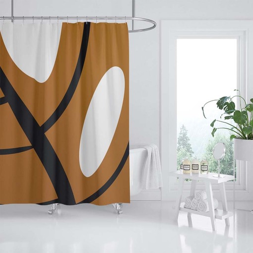 Large Leaves Abstract Shower Curtain, Modern Heavy Quality Curtains with Hooks for Bathroom Decor - Image 2
