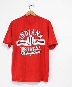Large Vintage Indiana University NCAA 1987 Champions T-Shirt for NCAA Fans - Relive the Glory Days