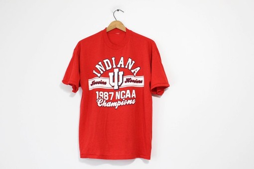 Large Vintage Indiana University NCAA 1987 Champions T-Shirt for NCAA Fans - Relive the Glory Days
