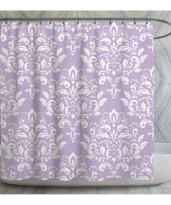 Lavender Damask Shower Curtain | Cute Lilac Victorian Bathroom Decor | Vintage Bathroom
