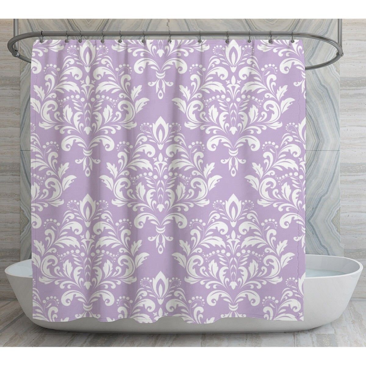 Lavender Damask Shower Curtain | Cute Lilac Victorian Bathroom Decor | Vintage Bathroom