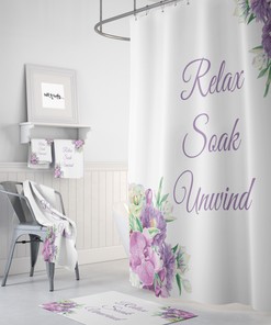 Lavender Floral Shower Curtain Set for a Relaxing Bath Experience - Refreshing and Soothing Bathroom Decor