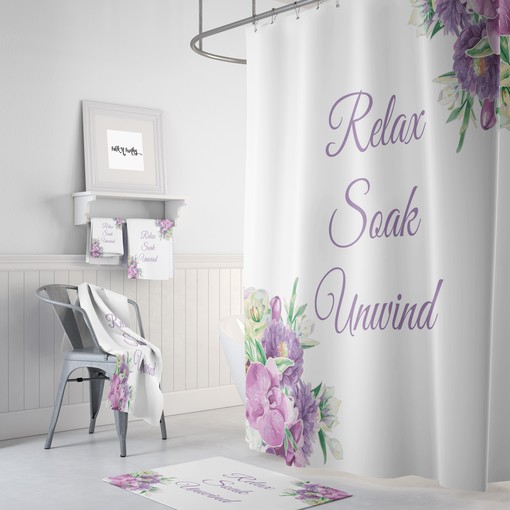 Lavender Floral Shower Curtain Set for a Relaxing Bath Experience - Refreshing and Soothing Bathroom Decor