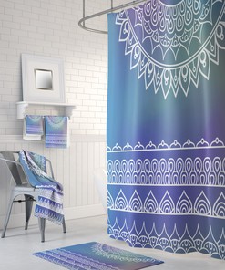 Lavender Gradient Boho Shower Curtain Set with Relaxing Bathroom Decor Options