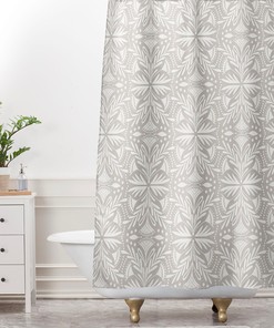 Lenox Stone Beige Boho Shower Curtain, Bathroom Decor, Vintage-Inspired Fabric Bath Curtain