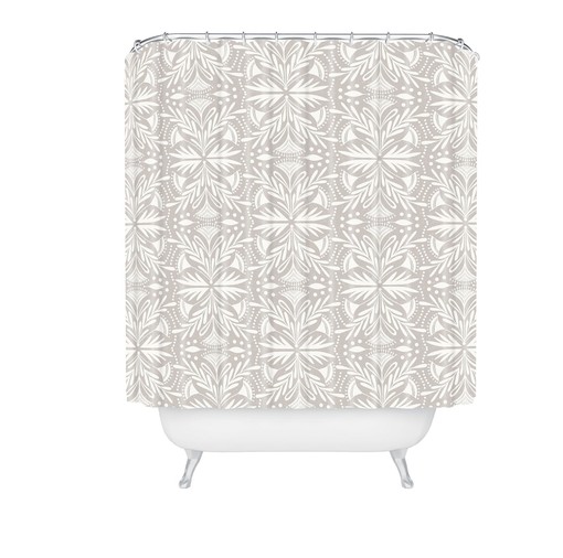 Lenox Stone Beige Boho Shower Curtain, Bathroom Decor, Vintage-Inspired Fabric Bath Curtain - Image 2