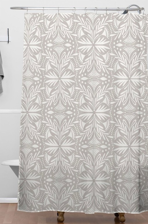 Lenox Stone Beige Boho Shower Curtain, Bathroom Decor, Vintage-Inspired Fabric Bath Curtain - Image 3