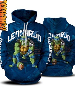 Leonardo Ninja Turtle All Over Print 3D Hoodie with TMNT Print
