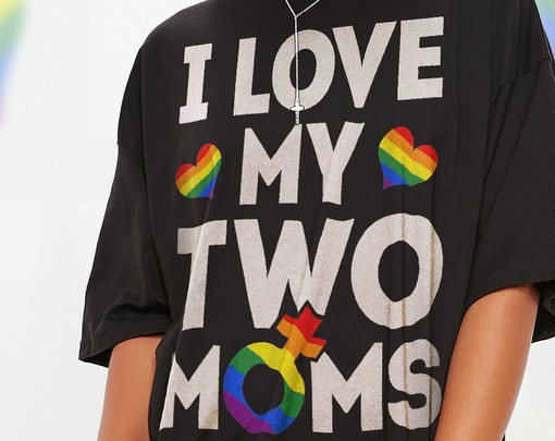 Lesbian Pride Shirts - I Love My Two Moms Unisex T-Shirt for Movie Fans Gifts with Pride Rainbow and Human Rights - Image 2