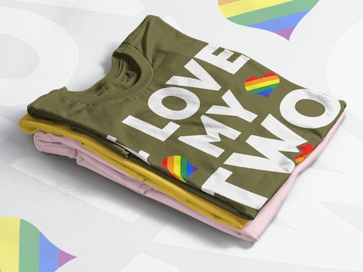 Lesbian Pride Shirts - I Love My Two Moms Unisex T-Shirt for Movie Fans Gifts with Pride Rainbow and Human Rights - Image 4