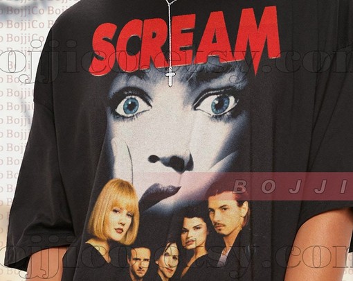Let's Watch Scary Movie SCREAM Shirt with Drew Barrymore and Sidney as Homage - Image 2