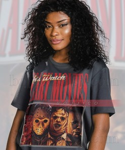 Let's Watch Scary Movies Shirt, Halloween Horror Icons, Myers Leatherface Freddy Jason, Retro T-Shirt, Devil Face Scream