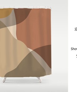 Light Brown Beige Color Blocks Unique Shower Curtain, Customized Waterproof & Washable Bathroom Accessory