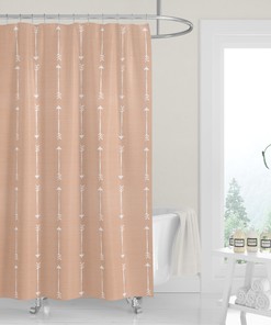 Light Terracotta Denim Chambray Shower Curtain for Subtle Western Cowboy Bathroom Decor