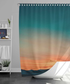 Light and Colorful Abstract Minimalist Shower Curtain and Mat, Bathroom Decor Set