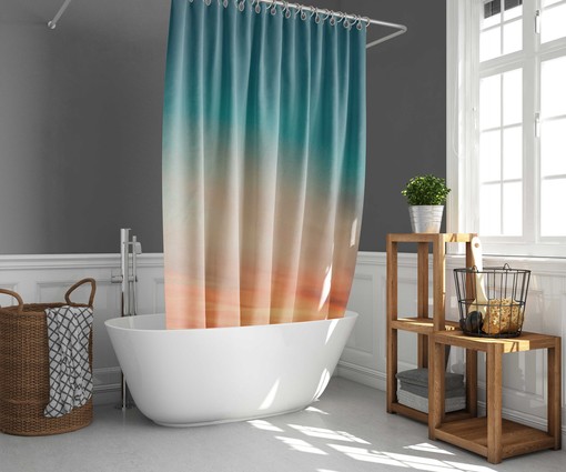 Light and Colorful Abstract Minimalist Shower Curtain and Mat, Bathroom Decor Set - Image 2