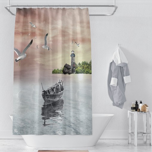 Lighthouse Shower Curtain with Nautical Bathroom Decor for Coastal Charm - Image 2