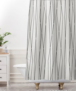 Linear Cross Beige Modern Geometric Vintage Shower Curtain, Minimalist Bathroom Decor