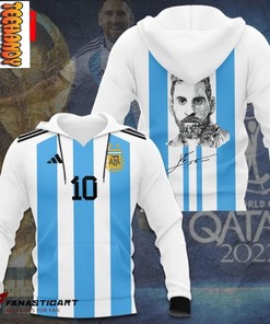 Lionel Messi Argentina World Cup All Over Print 3D Hoodie with Messi Quote and 3D Graphic Design