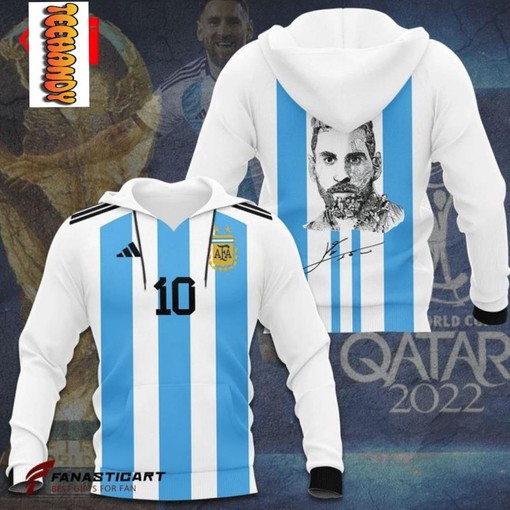 Lionel Messi Argentina World Cup All Over Print 3D Hoodie with Messi Quote and 3D Graphic Design