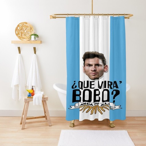 Lionel Messi Football Shower Curtain | Argentina Gift Trendy Bath Curtain Eco-Friendly Waterproof Sports Bathroom Decor