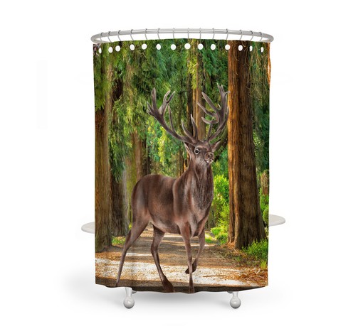 Lodge Woodland Deer Forest Shower Curtain Set - Add a Rustic Touch to Your Bathroom Decor - Image 3