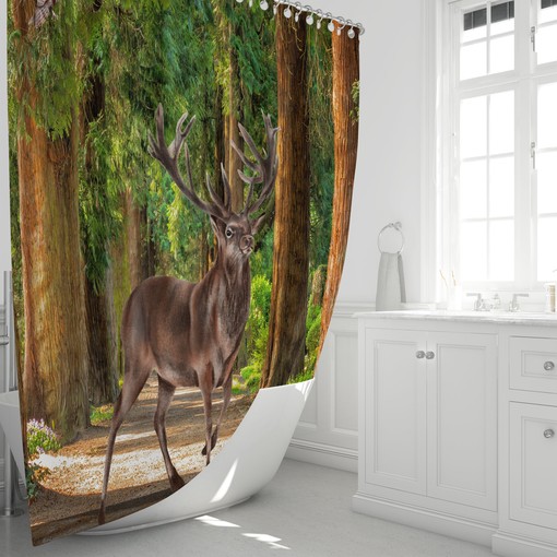 Lodge Woodland Deer Forest Shower Curtain Set - Add a Rustic Touch to Your Bathroom Decor - Image 4