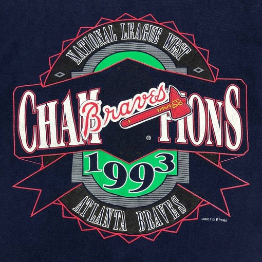 Logo 7 MLB Atlanta Braves Crewneck T-Shirt, MLB Atlanta Braves Champions Shirts, Sweatshirt, Hoodie - Vintage Style 1993 - Image 2