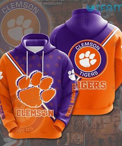 Logo Tearing Through Clemson Tigers All Over Print 3D Hoodie for Men and Women