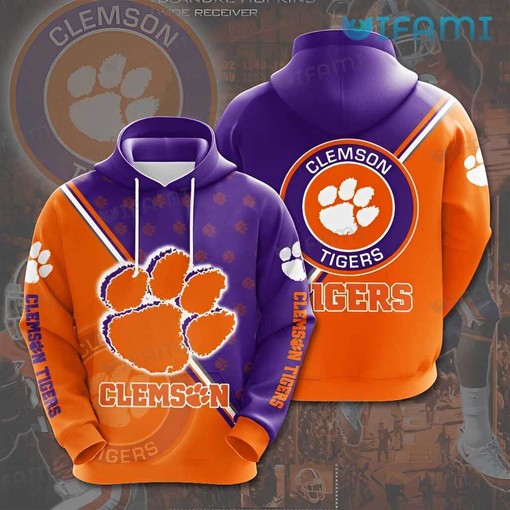 Logo Tearing Through Clemson Tigers All Over Print 3D Hoodie for Men and Women