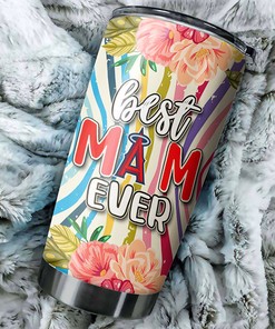 Los Angeles Angels Best Mom Ever Flower Edition Personalized Tumbler - MLB Logo Tumbler
