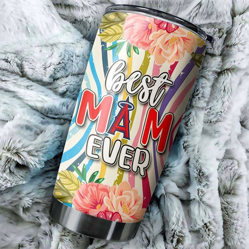 Los Angeles Angels Best Mom Ever Flower Edition Personalized Tumbler - MLB Logo Tumbler