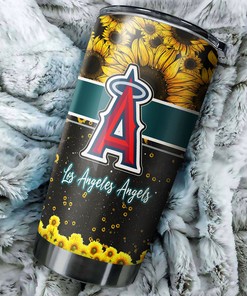Los Angeles Angels Gorgeous Sunflower MLB Tumbler with Logo and Personalized Engraving