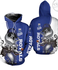 Los Angeles Angels Jack Skellington and Zero All Over Print Hoodie: Perfect for Fans