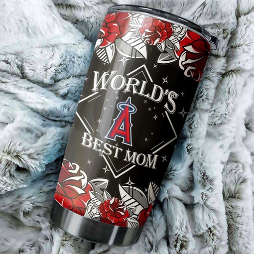 Los Angeles Angels MLB Tumbler - Custom World's Best Baseball Mom Gift with MLB Logo