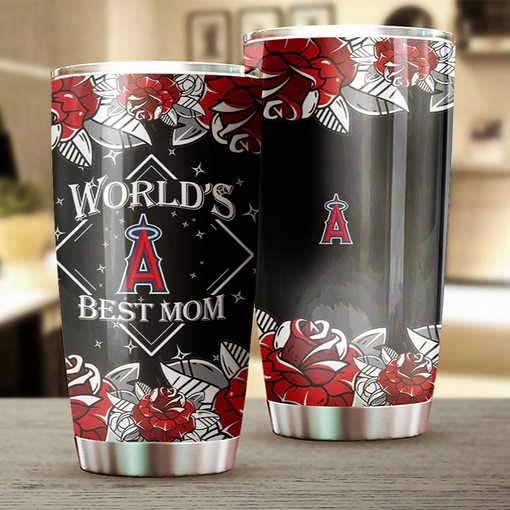 Los Angeles Angels MLB Tumbler - Custom World's Best Baseball Mom Gift with MLB Logo - Image 2