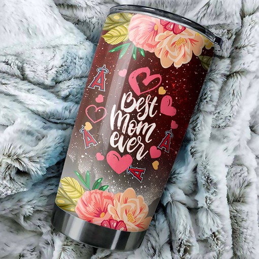 Los Angeles Angels MLB Tumbler with Cool Flower Design - Ideal Gift for Moms who Love Angels and Baseball