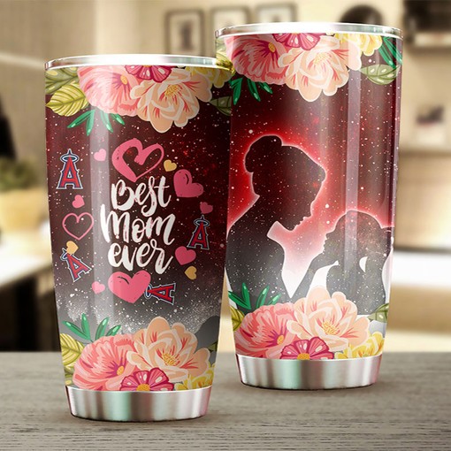 Los Angeles Angels MLB Tumbler with Cool Flower Design - Ideal Gift for Moms who Love Angels and Baseball - Image 2