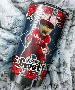 Los Angeles Angels MLB Tumbler with I Am Groot Personalization - Ideal Gift for Angels and Marvel Fans
