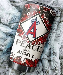 Los Angeles Angels MLB Tumbler with Patriotic Peace Love Design and Iconic MLB Logo