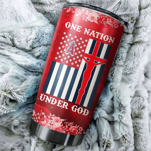 Los Angeles Angels Patriotic MLB Tumbler with God Quote and Logo for Hardcore Lovers