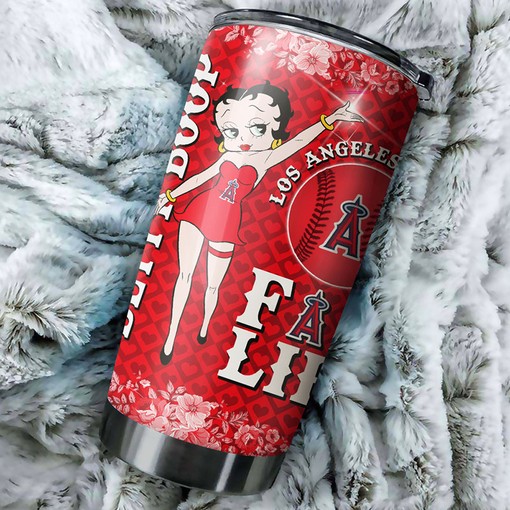 Los Angeles Angels Retro Flair Betty Boop MLB Tumbler with a Vintage and MLB Design