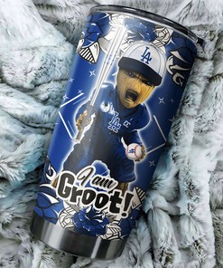 Los Angeles Dodgers Guardians of the Galaxy I Am Groot MLB Tumbler with a Personalized and MLB Design