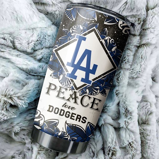 Los Angeles Dodgers MLB Tumbler Spreading Peace and Love with Custom MLB Logo and Stylish Design
