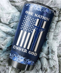 Los Angeles Dodgers MLB Tumbler with Patriotic One Nation Under God Design and Iconic MLB Logo