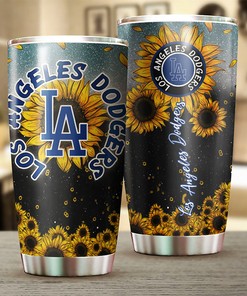 Los Angeles Dodgers Vibrant Flowers Sunflower MLB Tumbler with a Unique and MLB Design